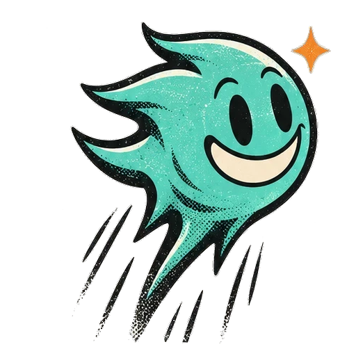 the teal comet blasting upward